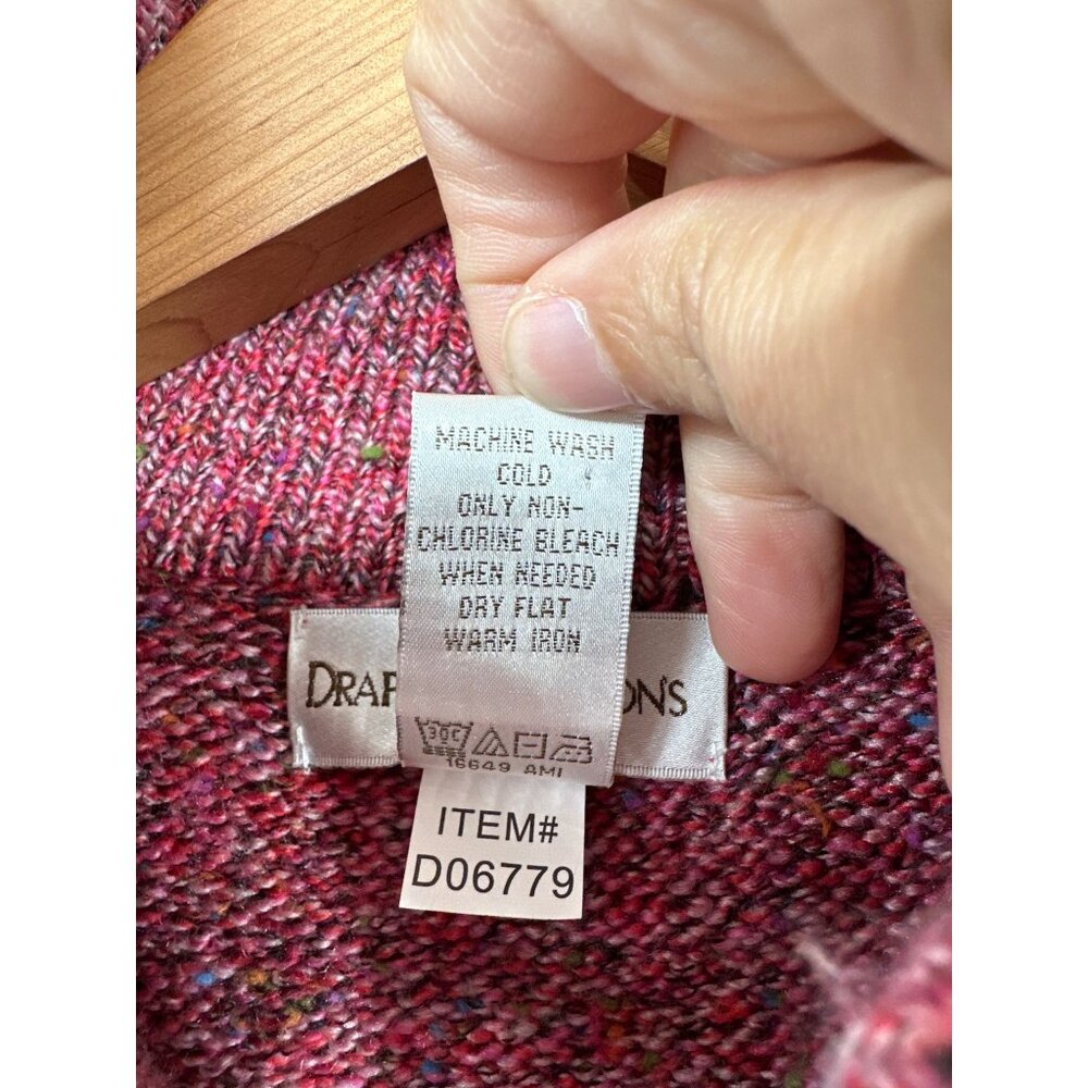 Drapers & Damons Women Cardigan Sz M Pink Speckled Sweater High-Neck SoftAF Cozy - Picture 8 of 13